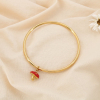 Bracelet jonc acier inoxydable breloque champignon émaillée 0225235 doré