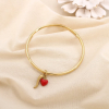 Bracelet jonc acier inoxydable breloques cœur émail piment doré 0225239 rouge