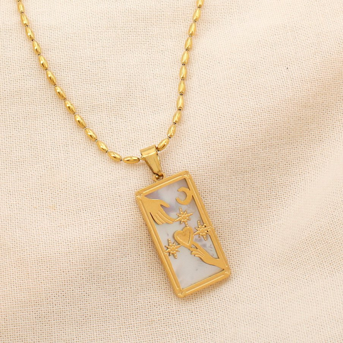 Collier main cœur étoile lune acier inoxydable nacre 0125178 doré