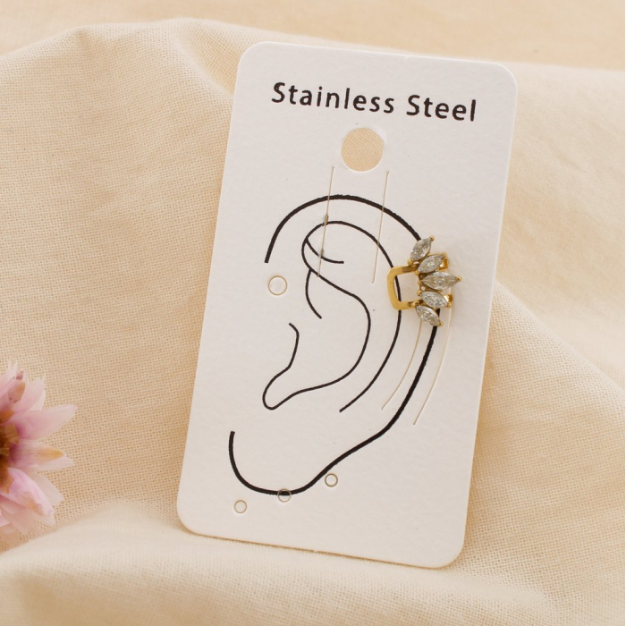 2 Bagues d'oreilles acier inox feuilles marquises 0325097 doré