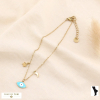 Chaîne de cheville en acier inoxydable doré avec œil en émail 0223141 bleu