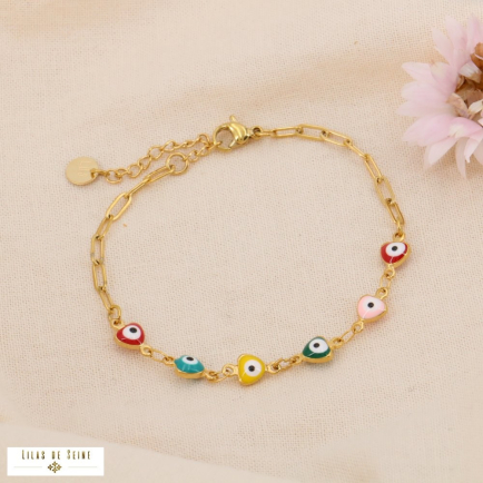 Bracelet acier inoxydable yeux émail 0224094 multi