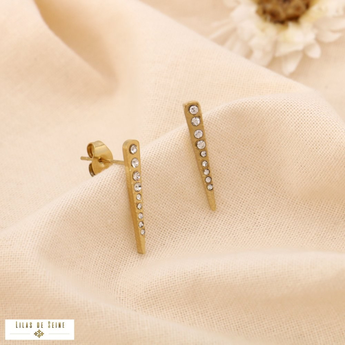 Boucles d’oreilles fines acier inoxydable strass 0324512 doré Boucles d’oreilles fines acier inoxydable strass 0324512 doré
