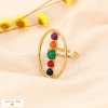 Bague ajustable acier inoxydable cabochons pierre naturelle 0423504 multi