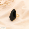 Bague oversize acier inoxydable pierre naturelle 0423511 noir