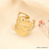 Bague large ouverte design fluide acier inoxydable 0423131 doré