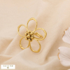 Bague oversize fleur acier inoxydable 0425041 doré