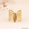 Bague papillon acier inoxydable cabochon pierre ou nacre 0423009 naturel/beige