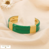 Bracelet jonc large ouvert en acier inoxydable émaillé 0224572 vert foncé