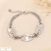 Bracelet double-chaîne maillons grains de café acier inoxydable 0224531 argenté