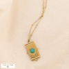 Collier pendentif vertical acier inoxydable cabochon pierre naturelle 0124201 vert Collier pendentif vertical acier inoxydable cabochon pierre naturelle 0124201 vert