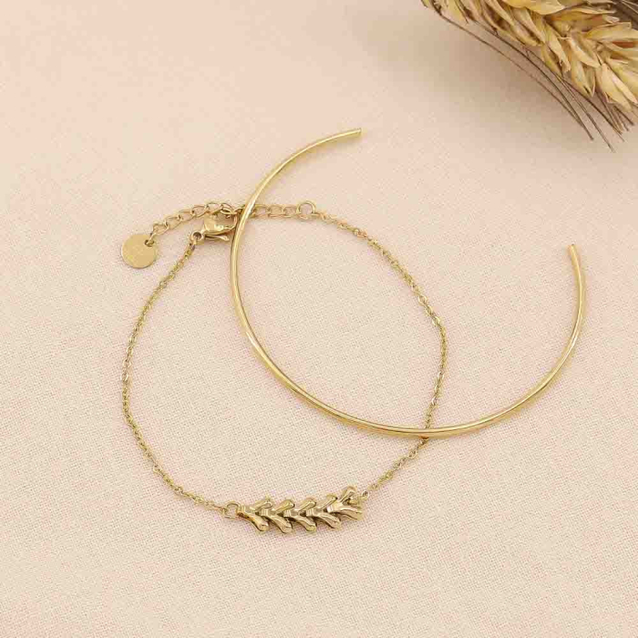 Duo de bracelets acier inoxydable Minimalisme & accumulation 0223030 doré Duo de bracelets acier inoxydable Minimalisme & accumulation 0223030 doré