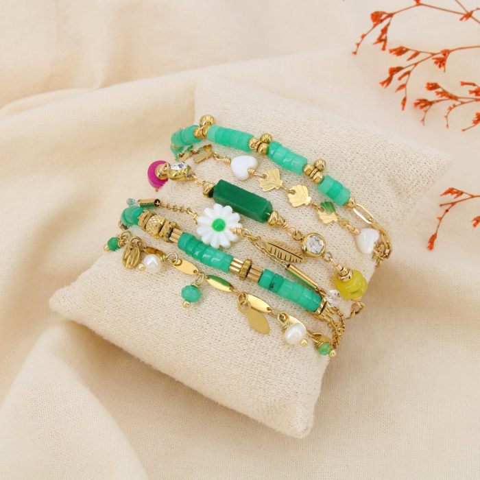 Ensemble 6 Bracelets Femme Acier Inoxydable 0225256 vert