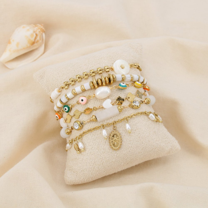 Ensemble 6 Bracelets Femme Acier Inoxydable 0225258 blanc Ensemble 6 Bracelets Femme Acier Inoxydable 0225258 blanc