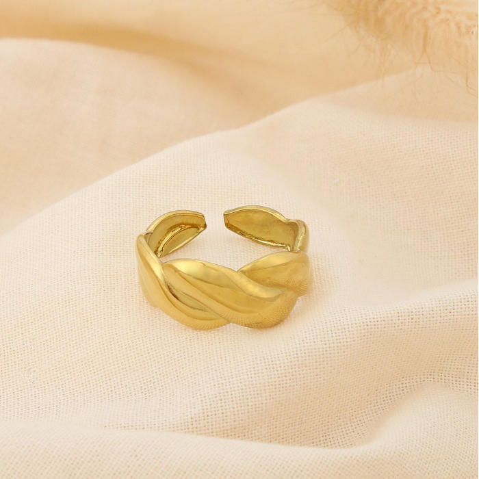 Bague acier inoxydable ouverte effet torsadé 0425081 doré Bague acier inoxydable ouverte effet torsadé 0425081 doré