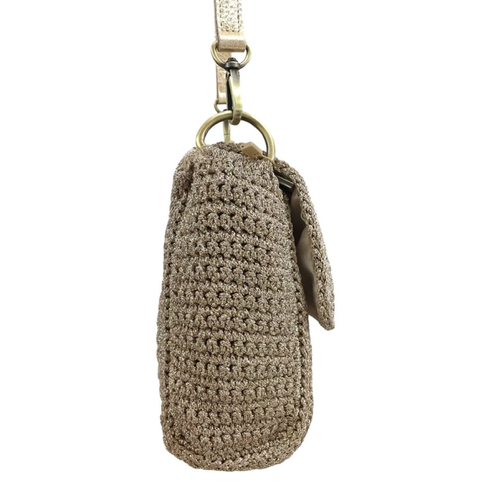 Sac souple porté épaule polyester métallisé bandoulière femme 0922552 beige gold