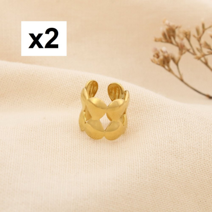 2 Bijoux d'oreilles acier inoxydable ajouré goutte 0325099 doré