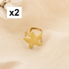 2 Bijoux d'oreilles étoile de mer acier inox martelé 0325100 doré