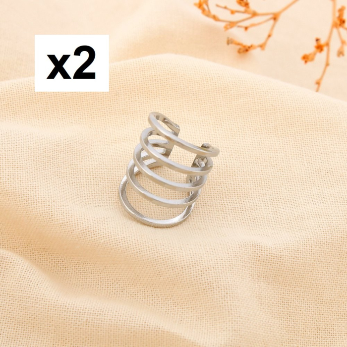 2 Bijoux d'oreilles acier inoxydable ajouré cercle 0325155 argenté 2 Bijoux d'oreilles acier inoxydable ajouré cercle 0325155 argenté