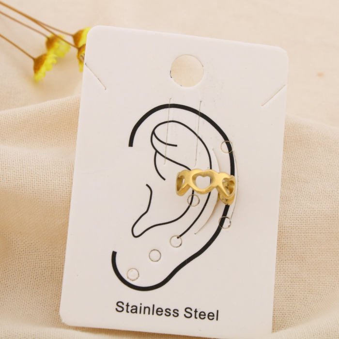 2 Bijoux d'oreilles acier inoxydable ajouré coeur 0325156 doré