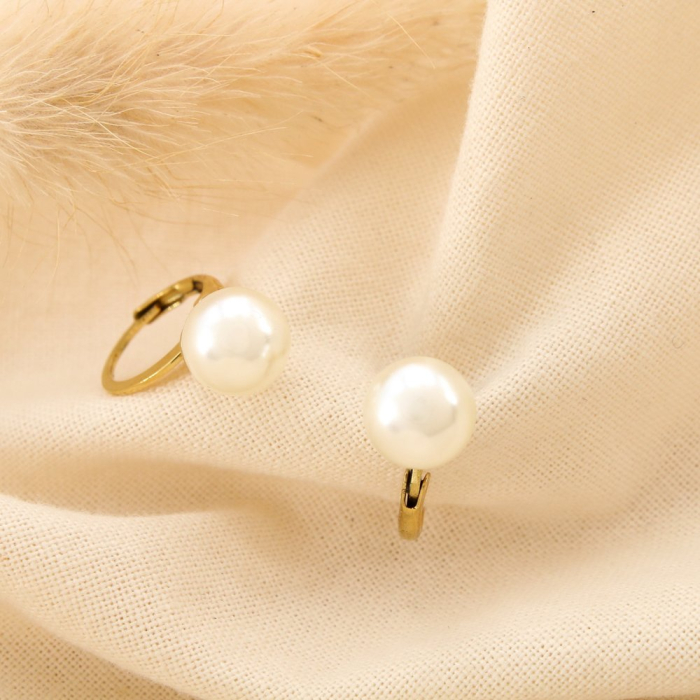 Boucles d'oreilles acier inoxydable perle acrylique 0325106 blanc Boucles d'oreilles acier inoxydable perle acrylique 0325106 blanc