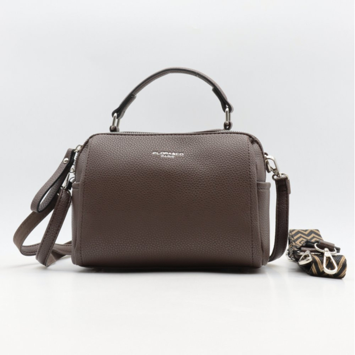 SAC À MAIN SIMILI-CUIR FLORA&CO 2 COMPARTIMENTS 2 BANDOULIÈRES 0923028 marron chocolat