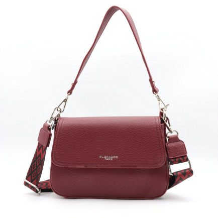 Sac porté épaule Flora&Co simili-cuir rigide grainé 0924012 rouge bordeaux