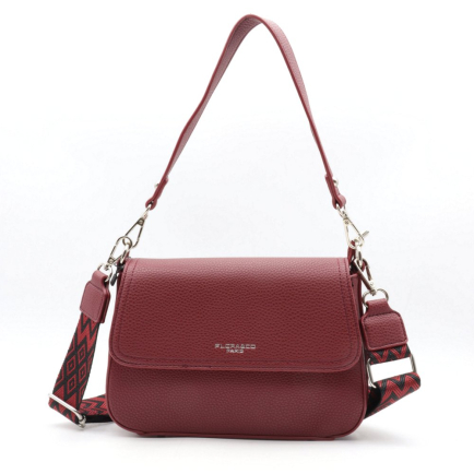 Sac porte épaule simili-cuir grainé Flora&Co femme 0924023 rouge bordeaux