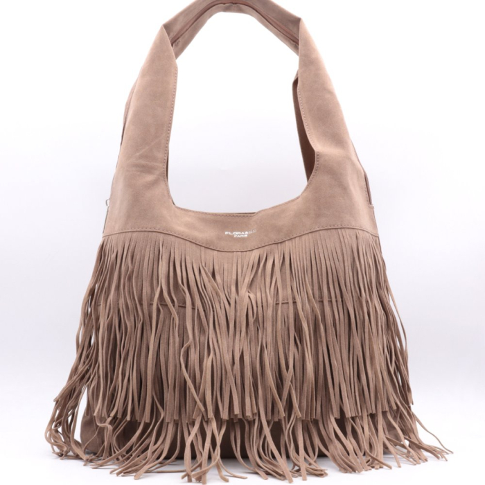 Sac porté épaule Flora&Co simili daim franges 0925502 taupe Sac porté épaule Flora&Co simili daim franges 0925502 taupe