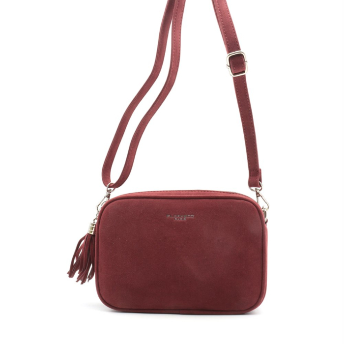 Sac à bandoulière Flora&Co simili daim pompon 0925505 rouge bordeaux Sac à bandoulière Flora&Co simili daim pompon 0925505 rouge bordeaux