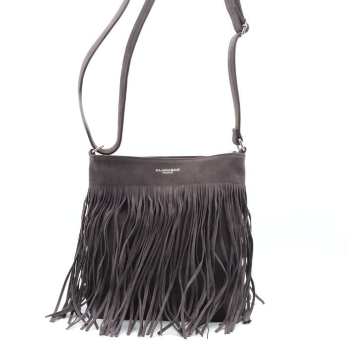 Sac à bandoulière Flora&Co simili daim franges 0925506 gris foncé Sac à bandoulière Flora&Co simili daim franges 0925506 gris foncé