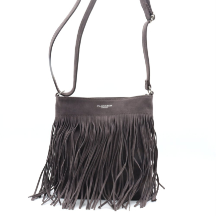 Sac à bandoulière Flora&Co simili daim franges 0925506 gris foncé