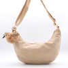 Sac porté épaule style banane Flora&Co simili-cuir velours côtelé pompon 0925507 naturel/beige