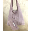 Cabas cuir véritable daim suède pochette 0925512 parme