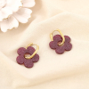 Boucles d’oreilles pendantes fleur pailletée acier inoxydable 0325567 rouge bordeaux