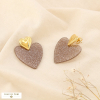 Boucles d’oreilles pendantes cœur pailleté acier inoxydable 0325566 taupe