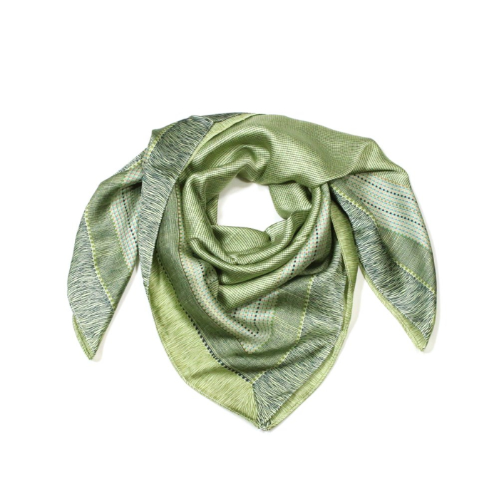 Foulard carré satin polyester motifs géométriques 0725518 vert Foulard carré satin polyester motifs géométriques 0725518 vert