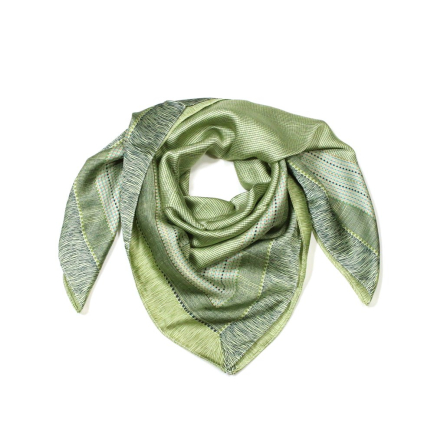 Foulard carré satin polyester motifs géométriques 0725518 vert