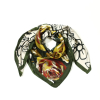 Foulard carré satin polyester motif grandes roses 0725520 multi