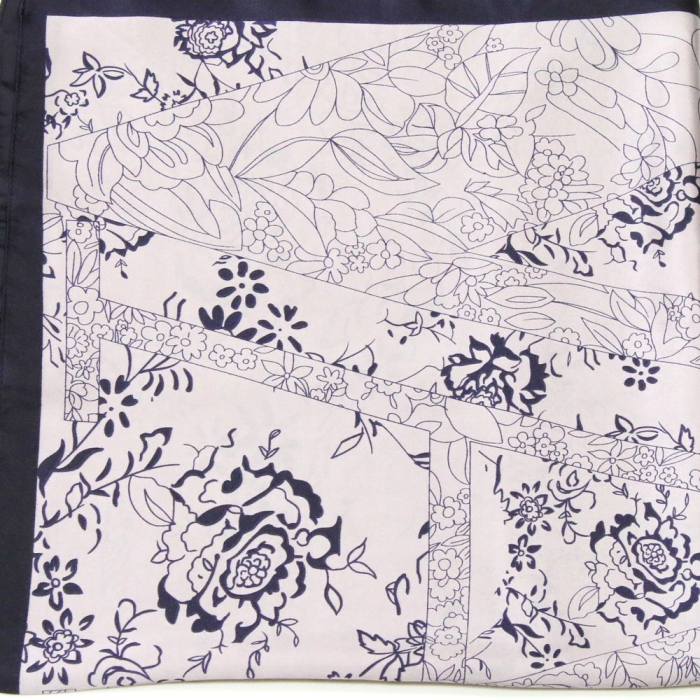 Foulard carré satin polyester motifs floraux 0725519 mauve