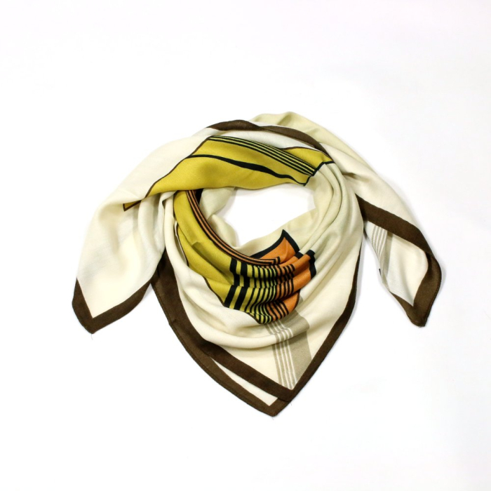 Foulard carré géométrique polyester femme 0725514 cognac Foulard carré géométrique polyester femme 0725514 cognac