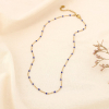Collier chapelet billes émaillées minimaliste acier inoxydable 0124187 bleu