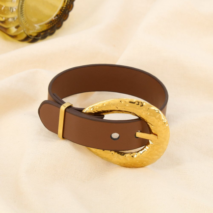 Bracelet ceinture acier inoxydable simili-cuir 0225514 marron