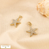 2 Charms étoile de mer breloque acier inox strass 0625058 rouge