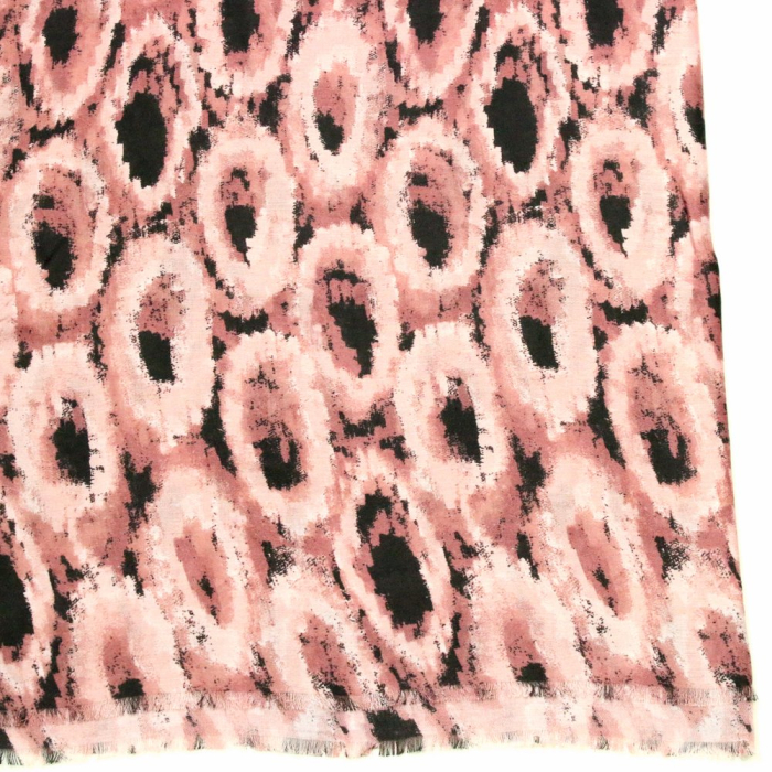 Foulard imprimé abstrait motif ovale viscose coton 0725502 magenta