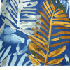 Foulard coloré imprimé feuillage viscose coton 0725504 bleu