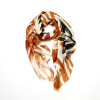 Foulard coloré imprimé feuillage viscose coton 0725504 cognac