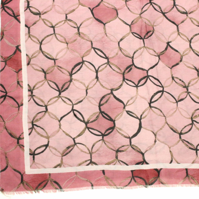 Foulard imprimé cercles entrelacés viscose coton 0725505 magenta