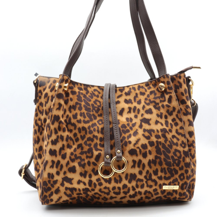 Sac porté épaule motif léopard velours Flora&Co 0925519 taupe Sac porté épaule motif léopard velours Flora&Co 0925519 taupe
