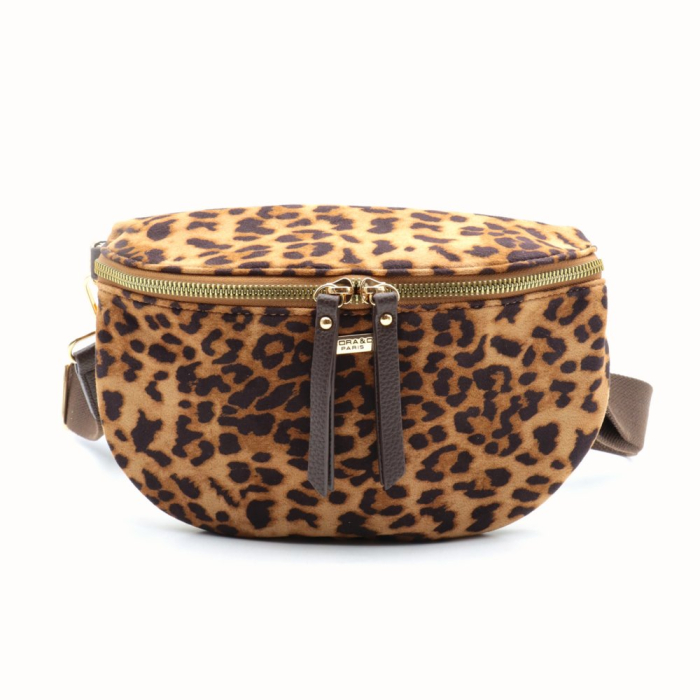 Sac banane motif léopard en velours Flora&Co 0925517 taupe Sac banane motif léopard en velours Flora&Co 0925517 taupe
